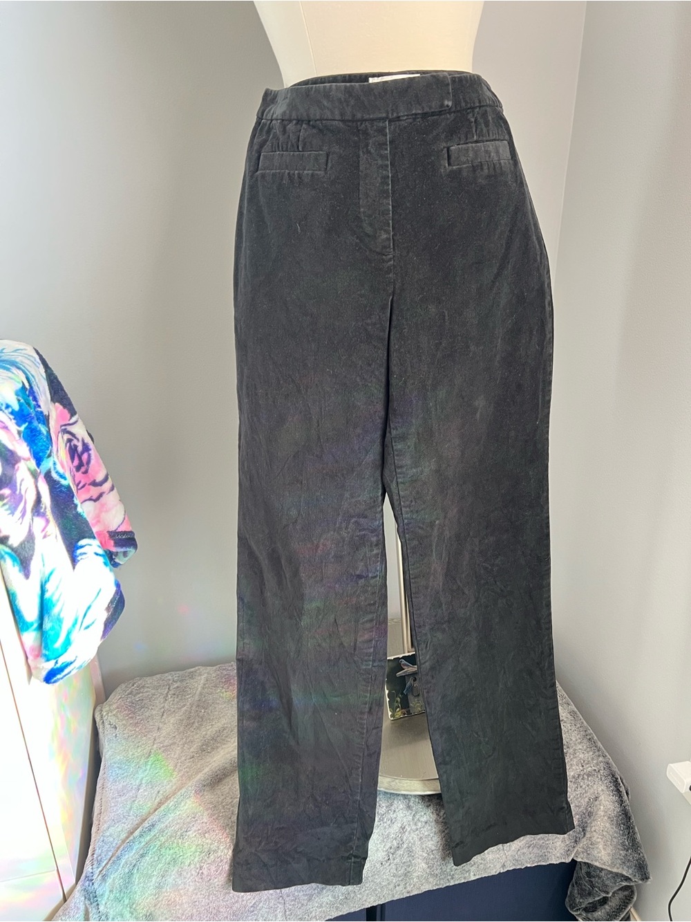 Talbots Size 6 Black Velveteen Stretch Straight Leg Pants Trousers